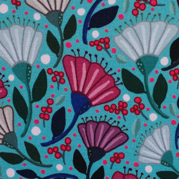 Canvas Garden Stories by Emjo Design Blumen auf Türkis von Swafing